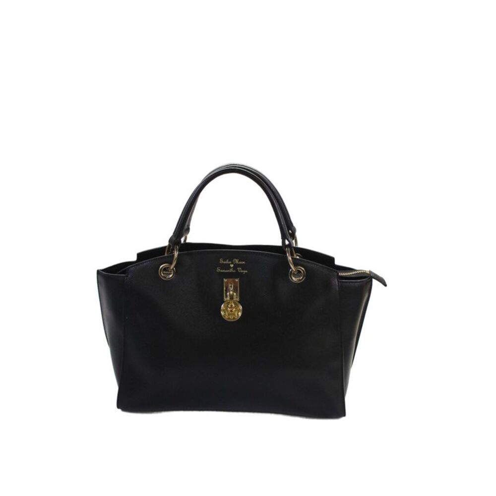 Samantha Vega Sailor Moon Womens Leather Gold Tone Tote Shoulder Handbag Black